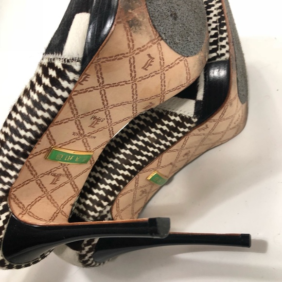 LAMB Houndstooth Pony Hair Stiletto Heels Size 8.5 - Picture 4 of 5